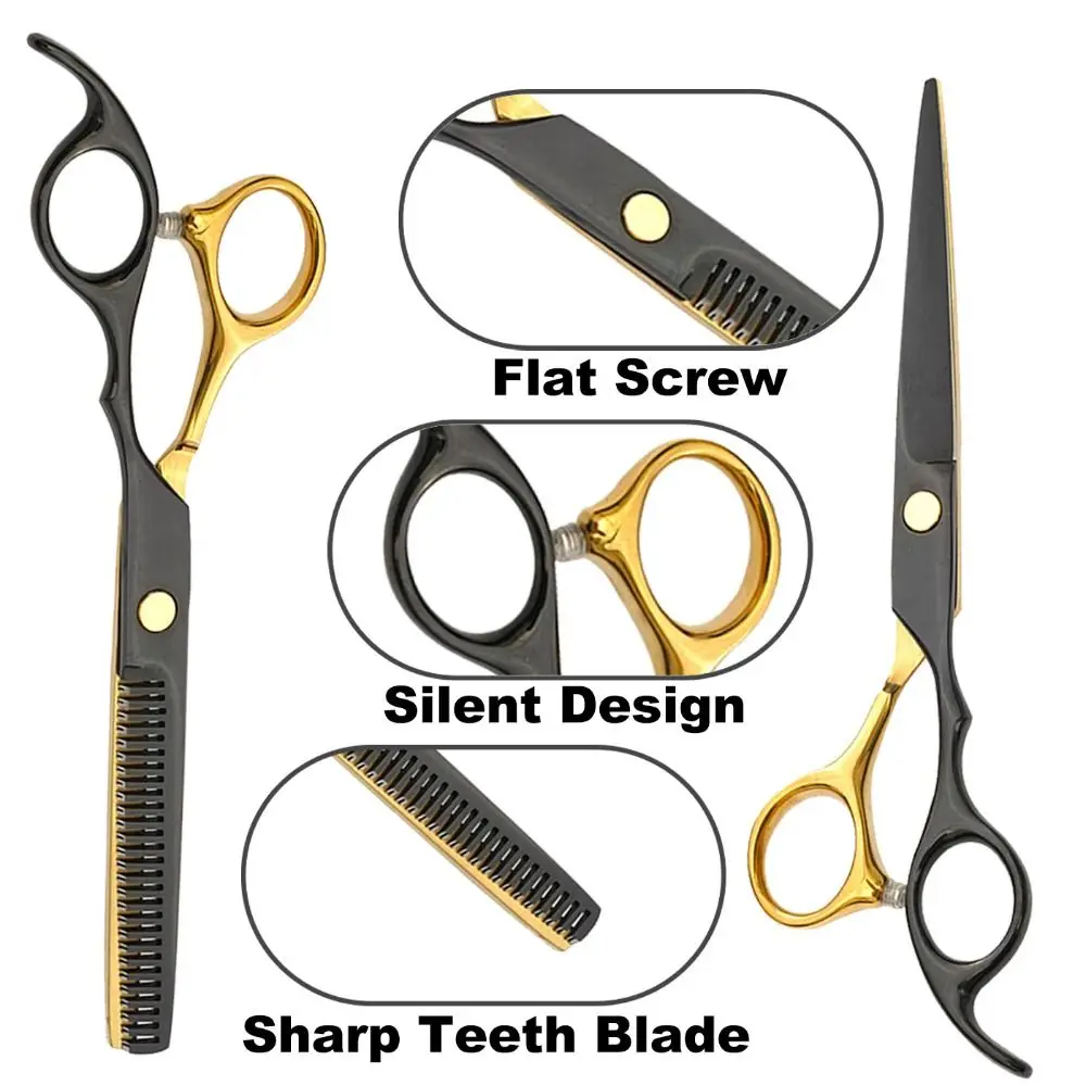 Professional Hair Cutting Kit Anti-jam Stainless Steel Hair Thinning Shears Silent Premium Haircutting Tool Set Hairline