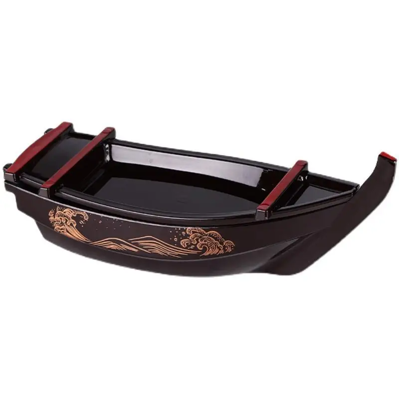 

Black Sashimi Boat Sushi Restaurant Self-service Dry Ice Cooking Boat
