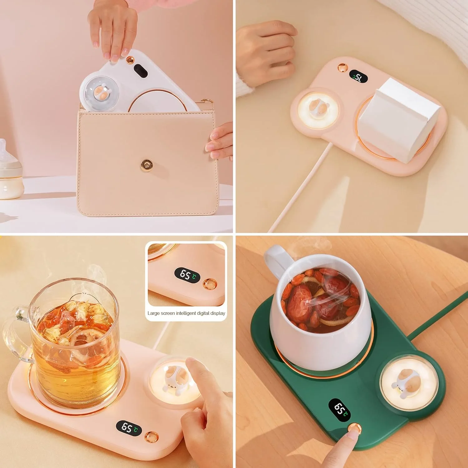 for Desk Office , Smart Coffee Cup Heater with 3Temperature Setting & 8Hours Auto Shut Off, Candle Warmer Night Light B