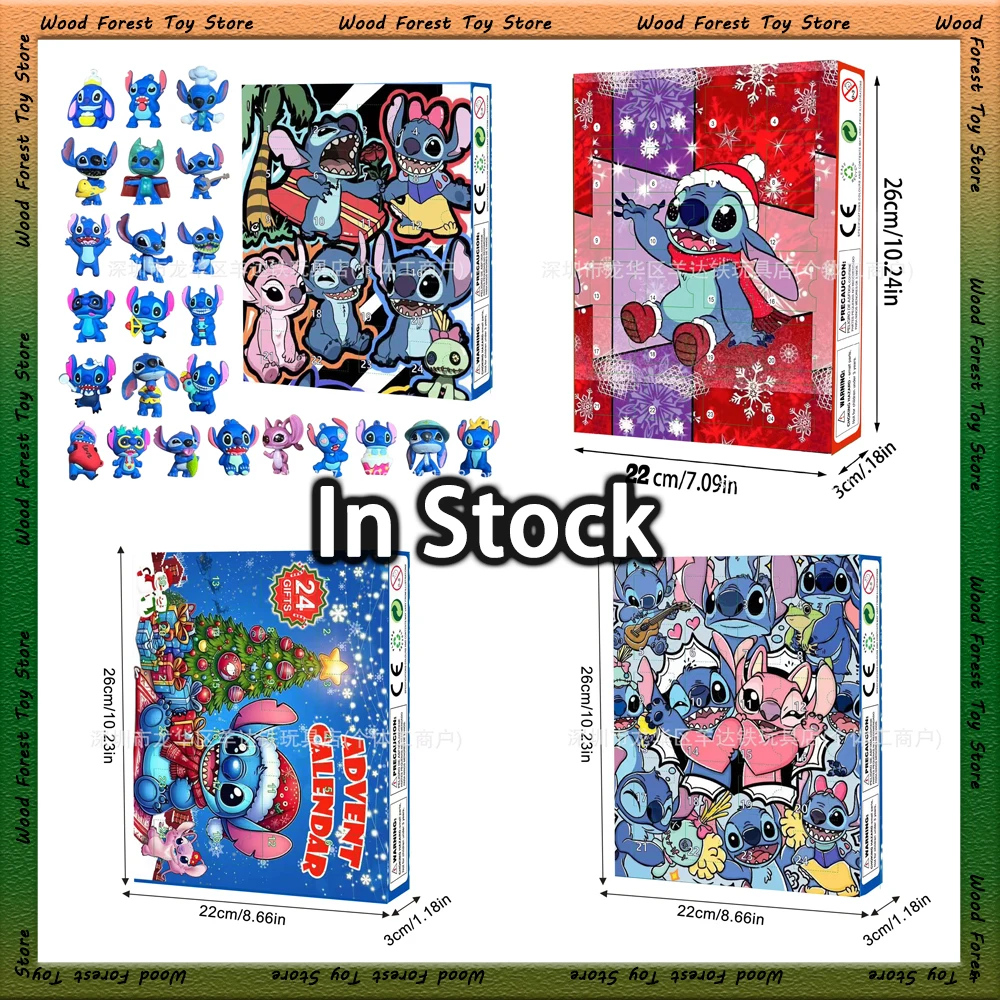 Lilo & Stitch Anime Figuras Stitch Estátua Natal Avvento Calendário Caixa Cega Kawaii Figura Decoração de Quarto Brinquedos Presentes para Crianças