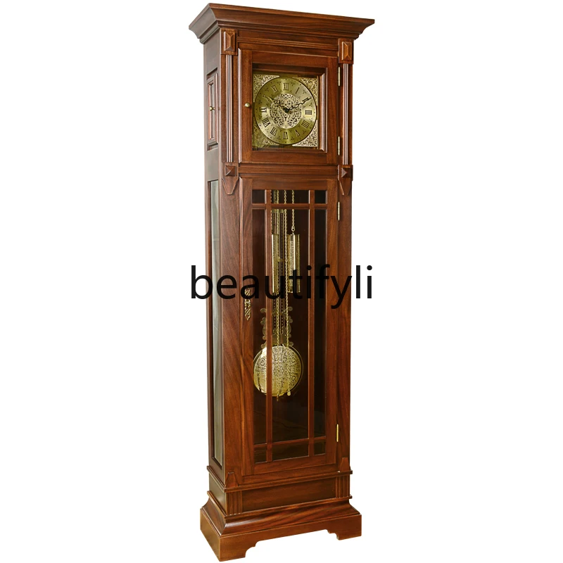 New Chinese floor clock Simple modern floor clock Solid wood Chinese retro mechanical floor clock