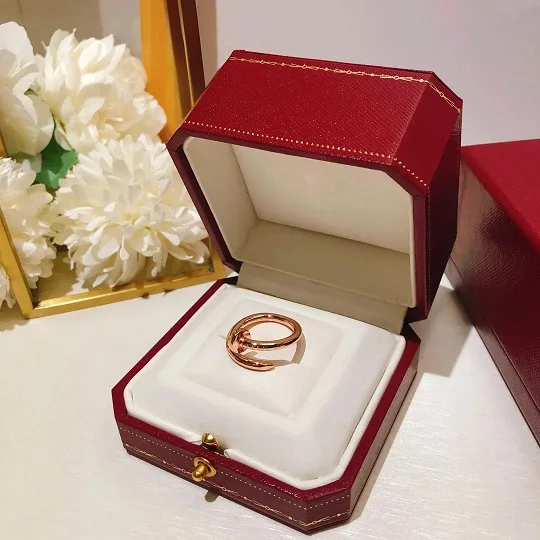 Image of Wasserdichter Edelstahl-Nageldesign-Manschettenring, verstellbare Größe, kein Verblassen, Fingerring, Jahrestag, Geburtstag, Paar-Geschenk