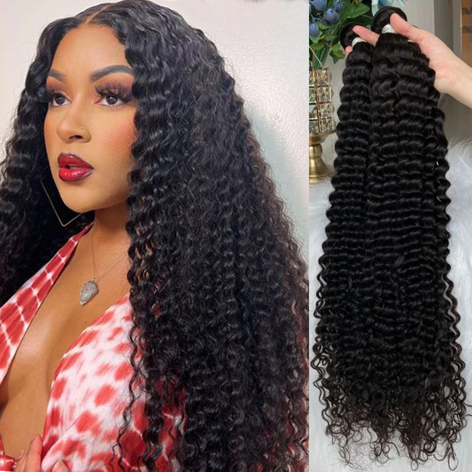 

Kinky Curly Afro Crepus Human Bundle 1/3/4pcs 10A Indian Water Wave Bundles Low Price and Free Shipping Human Hair Extensions