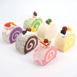[6-Pack] Artificial Sprinkle Swiss Rolls - Fake Cake Dessert Decor and Faux Pastries Food Replica for Kitchen and Bakery Display
