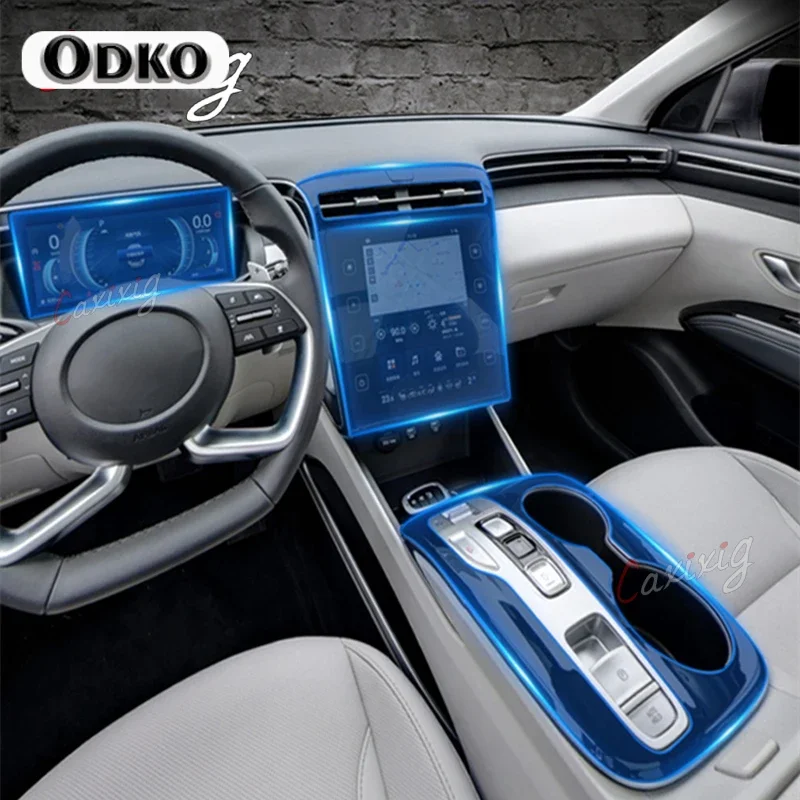 

for Interior Modification Sticker Accessories for Hyundai Tucson 2021 2022 Nx4 Car Center Console TPU Protection Anti-scratch Fi