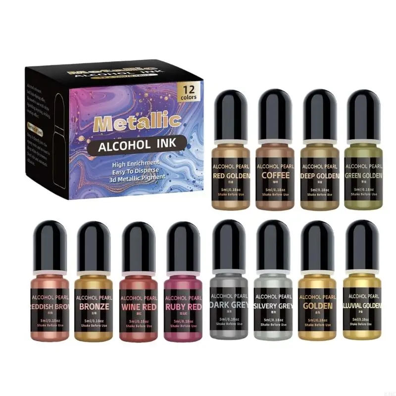 

R3MC 12Pieces Metallic Alcohols Collection For Resin And Crafting Enthusiasts