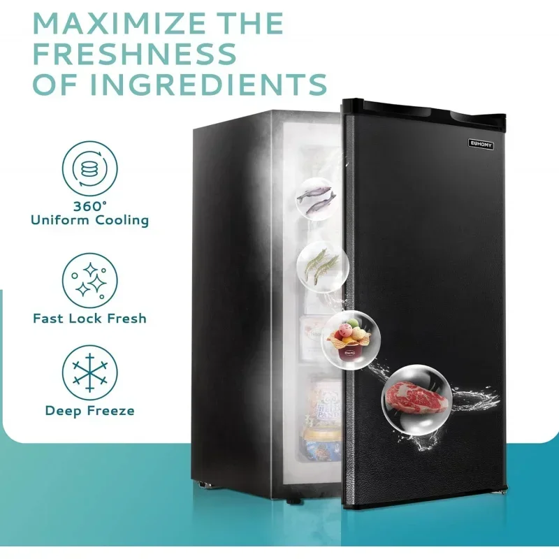 QWEuhomy Upright 3.0 Cubic Feet,Single Door Compact Mini Freezer with Reversible Door,Small freezer for Home/Dorm/Apartment/Offi