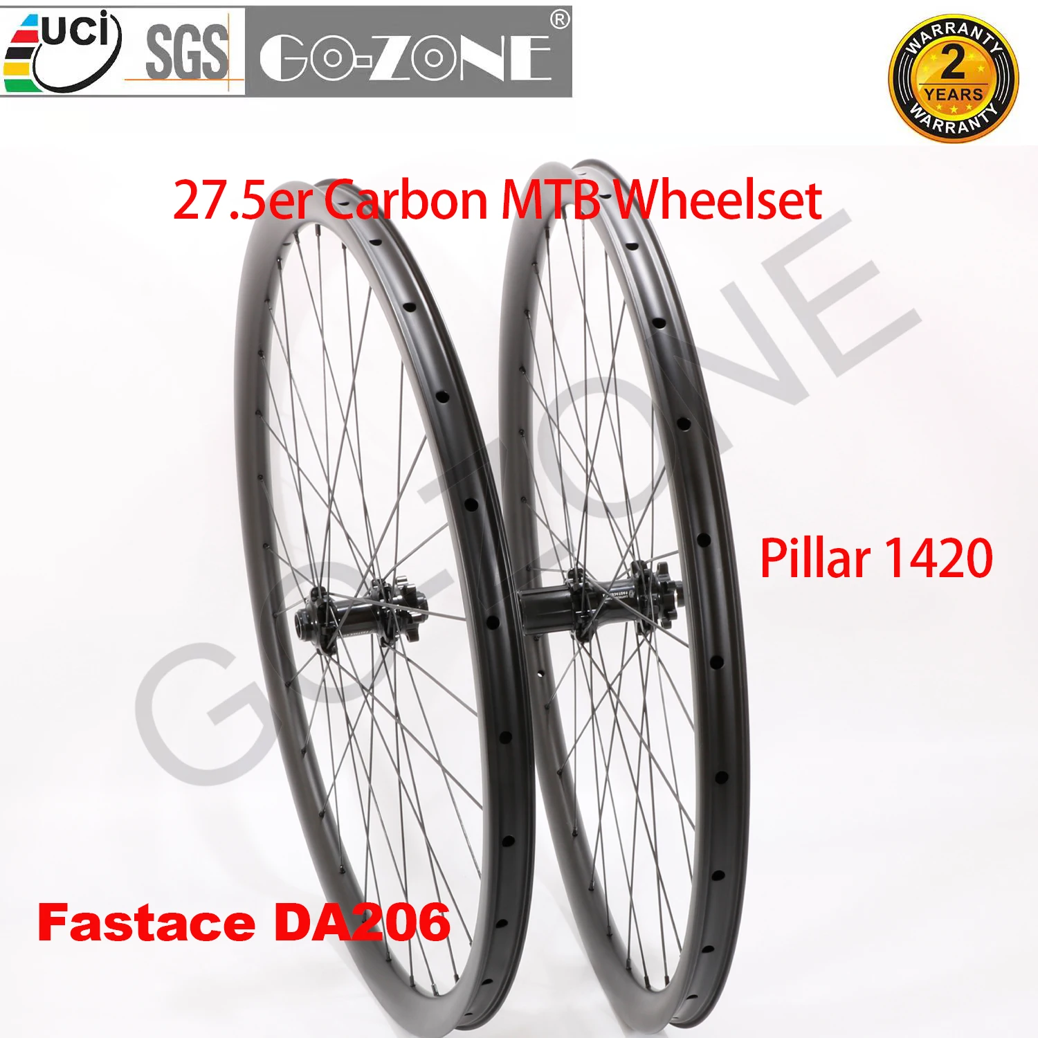 

Light Tubeless 27.5er Carbon MTB Wheels Straight Pull Fastace DA206 Thru Axle / Quick Release UCI Quality MTB Wheelset 27.5