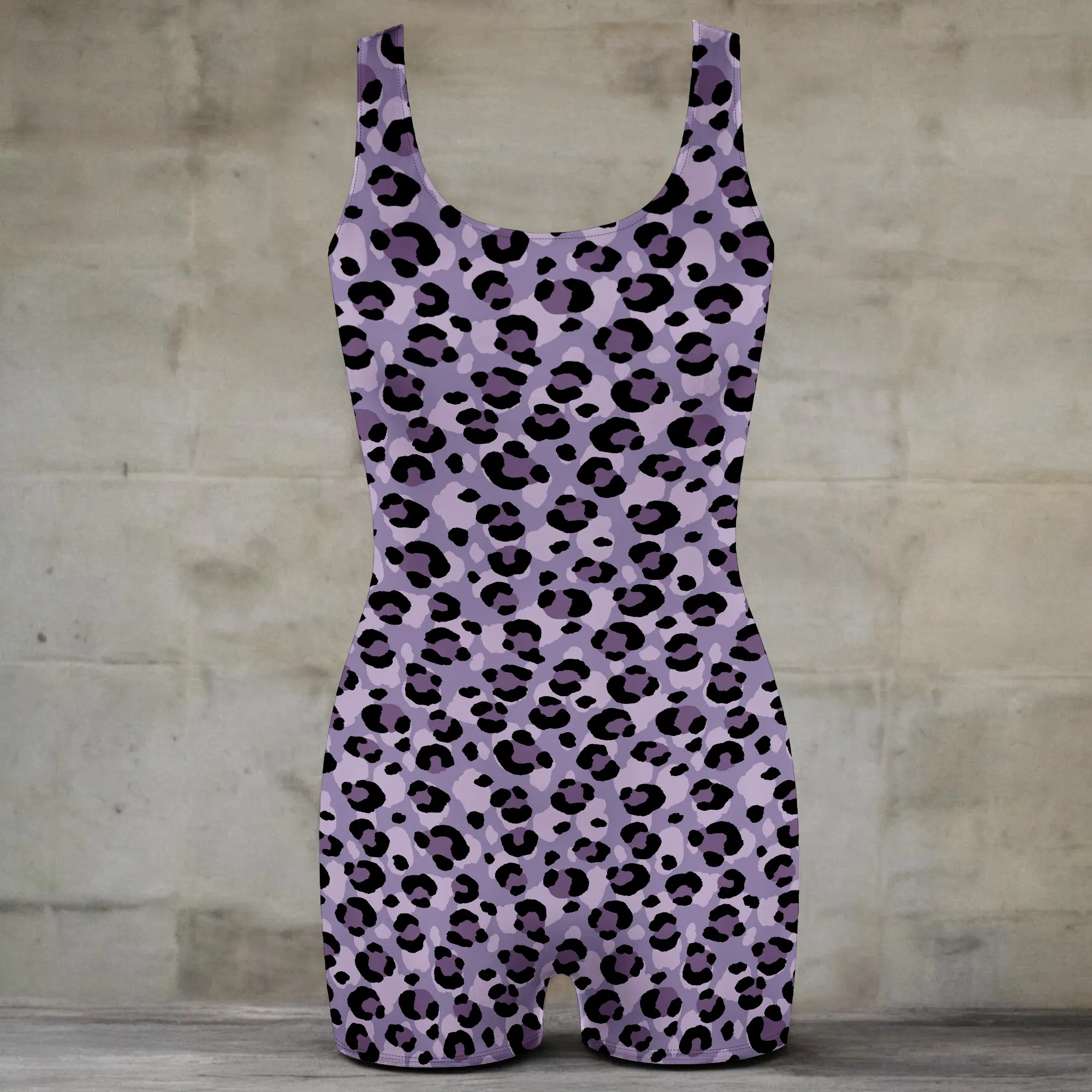 Women's Leopard Print Jumpsuit Wide Strap Sexy Tight  Design for Home Lounging or Gym Workouts