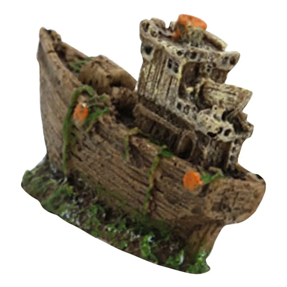 

Mini For Decor Fish Tank Aquarium Decor Aquarium Resin Ornament Landscape Decoration Simulated Shipwreck Accessory
