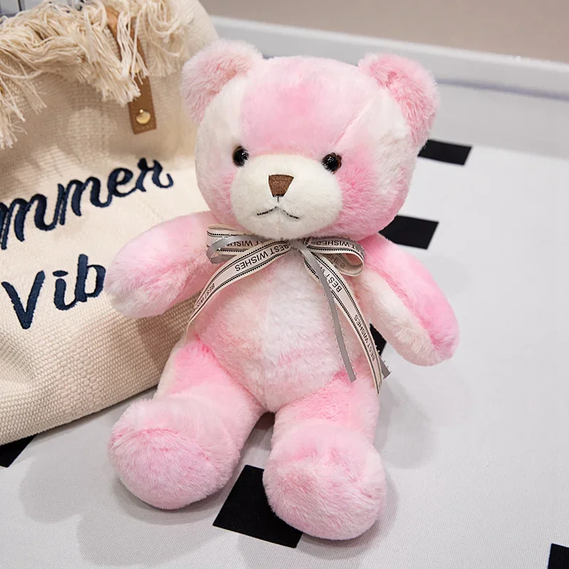 30CM Kawaii Kleurrijke Vlinderdas Beer Pop Knuffel Knuffel Beer Pop Verjaardagscadeau Kussen Teddybeer Thuis Woonkamer Slaapkamer