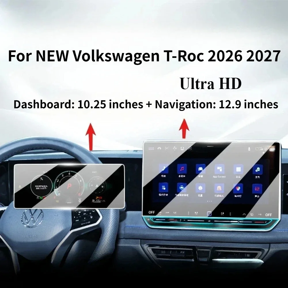 For NEW Volkswagen VW T-Roc 2026 2027 Matte Tempered Glass LCD GPS Navigation Screen 12.9 Inches Protective Film Car Accessories