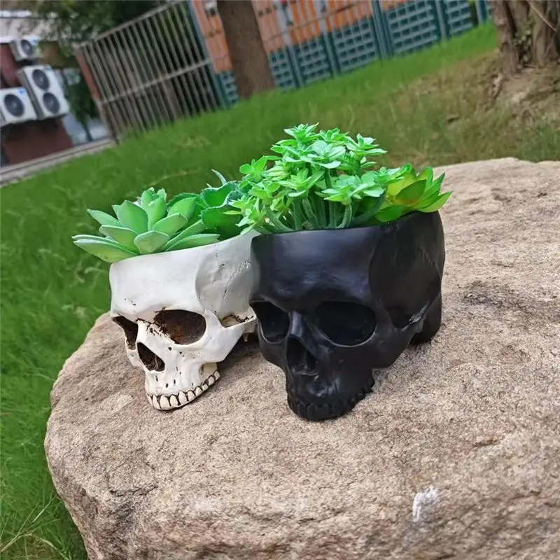 ABKS-Outdoor Garden Decoration Halloween Skull Decoration Flower Pot Gothic Home Decoration