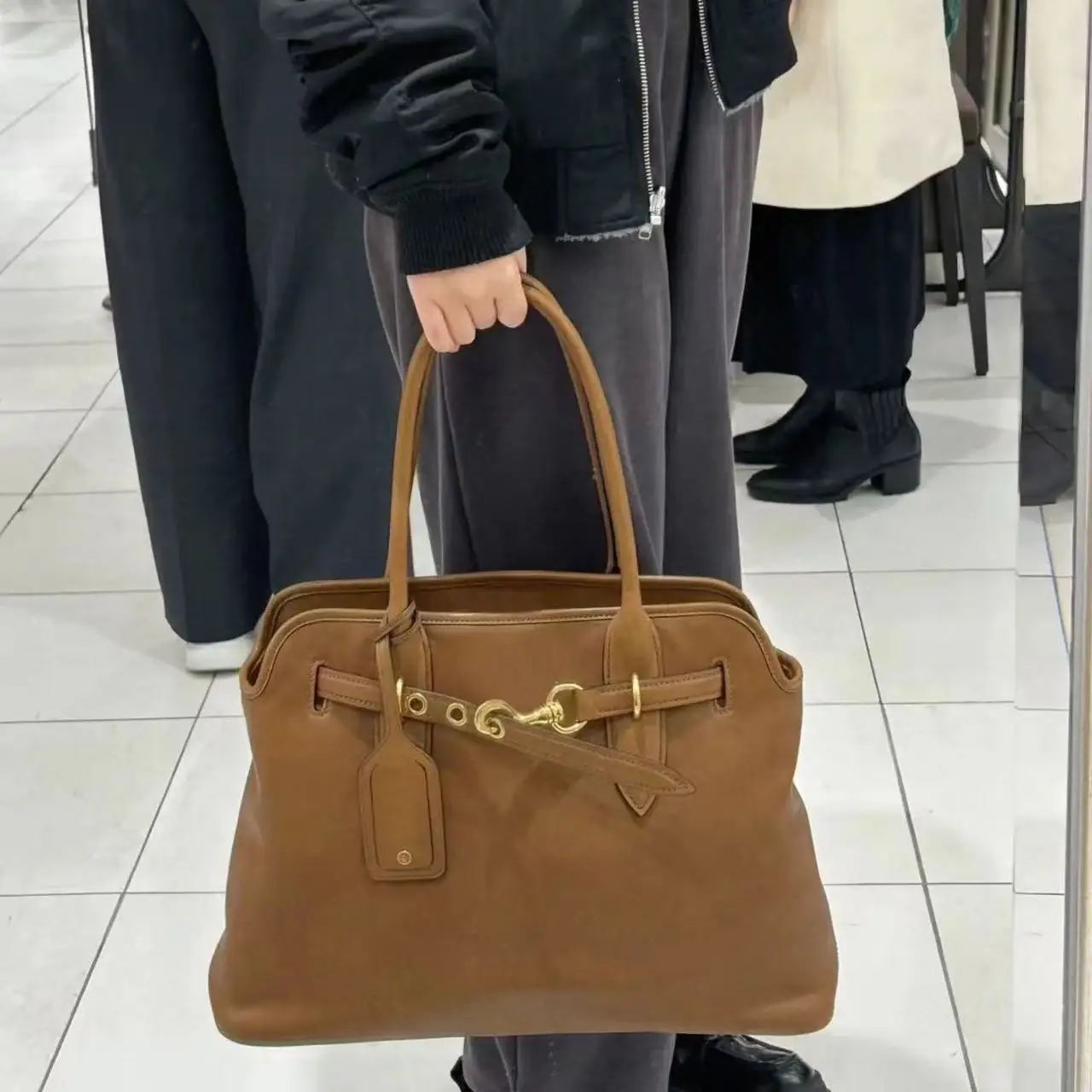 

Real leather tote bag 2025 new summer retro large-capacity underarm bag commuter Joker shoulder bag Handbag women's bag