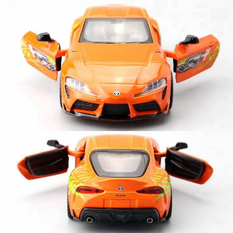 1:31 Toyota GR Supra Diecast Metal Toy Car Miniature Model Racing Pull Back Doors Openable Sound & Light Collection Gift for Boy