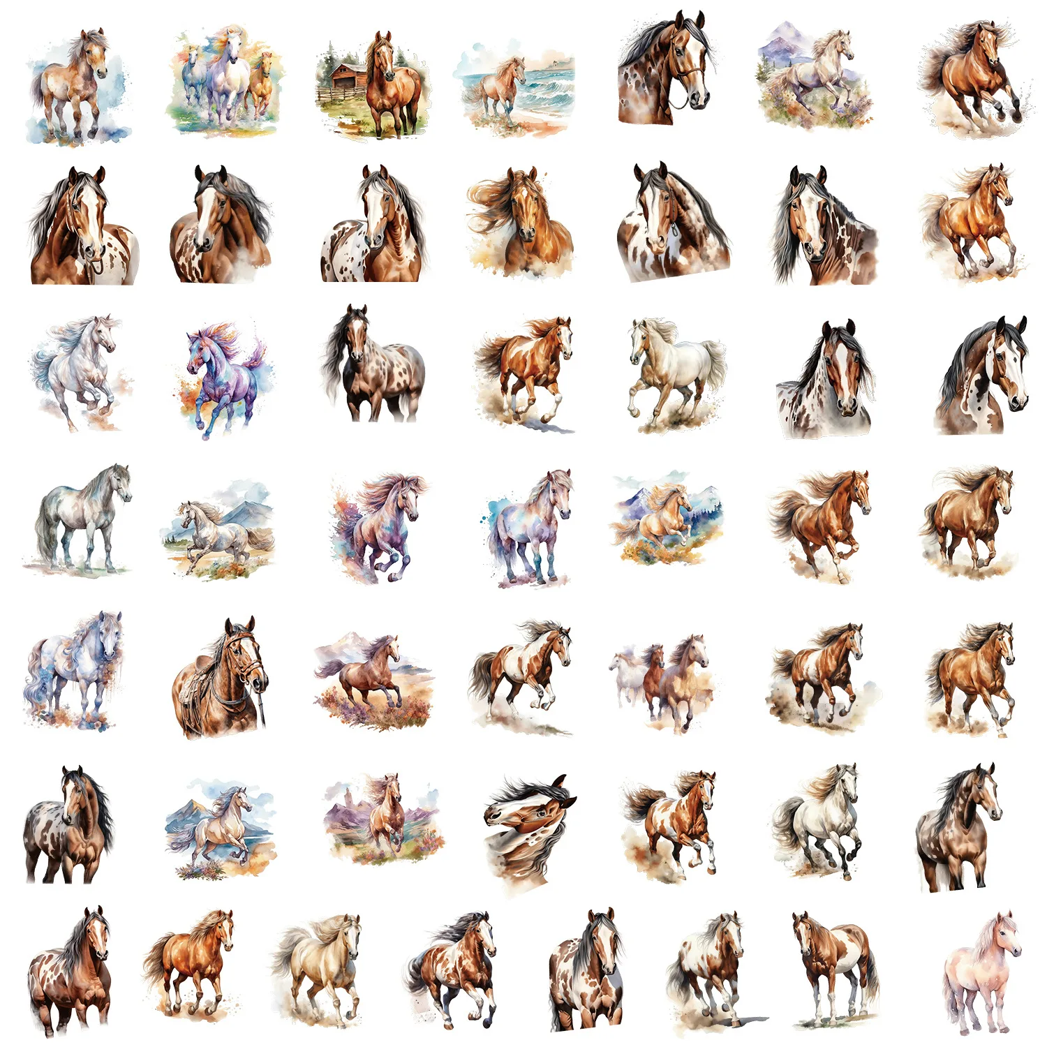 10/50pcs Cute Cartoon Horse Graffiti Stickers Aesthetic Decals Toy DIY Luggage Laptop Motorcycle Phone Car Cool Animal Sticker