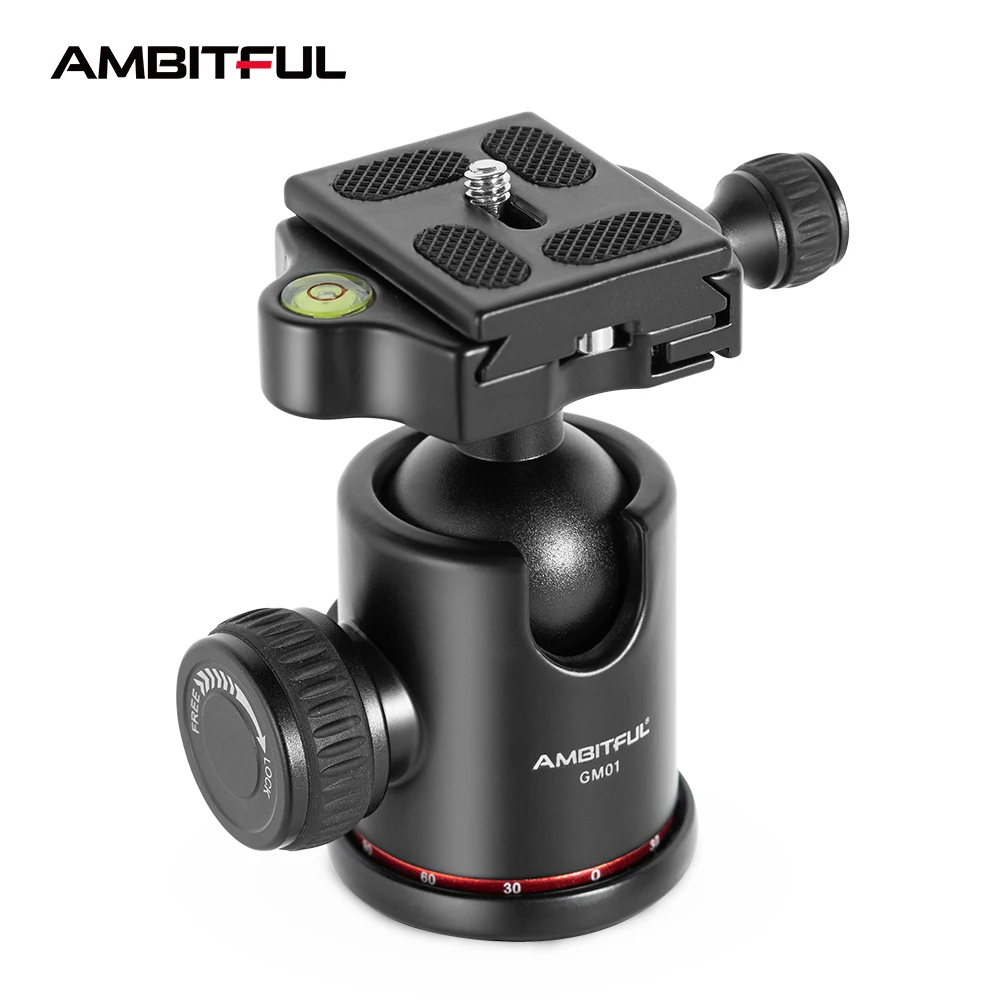 Tête de trépied panoramique double en alliage d'aluminium Ambitful GM01 1/4 pour appareil photo, vlog, support de trépied, photographie, charge utile 10 kg