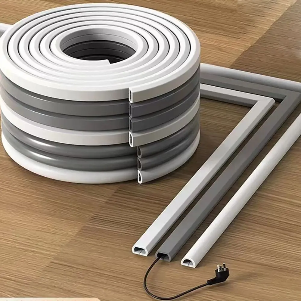 Anti-extrusion Floor Cord Cover Arc Self-Adhesive Cord Protector Durable Extension Wiring Duct Protector Home Outdoor