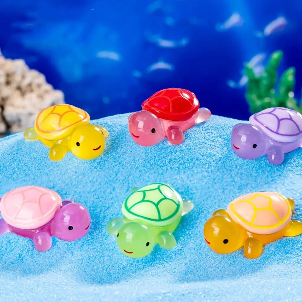 Micro paisaje de tortuga luminosa creativa, decoración de bricolaje, pequeños accesorios de tortuga, Mini adornos de resina de escritorio