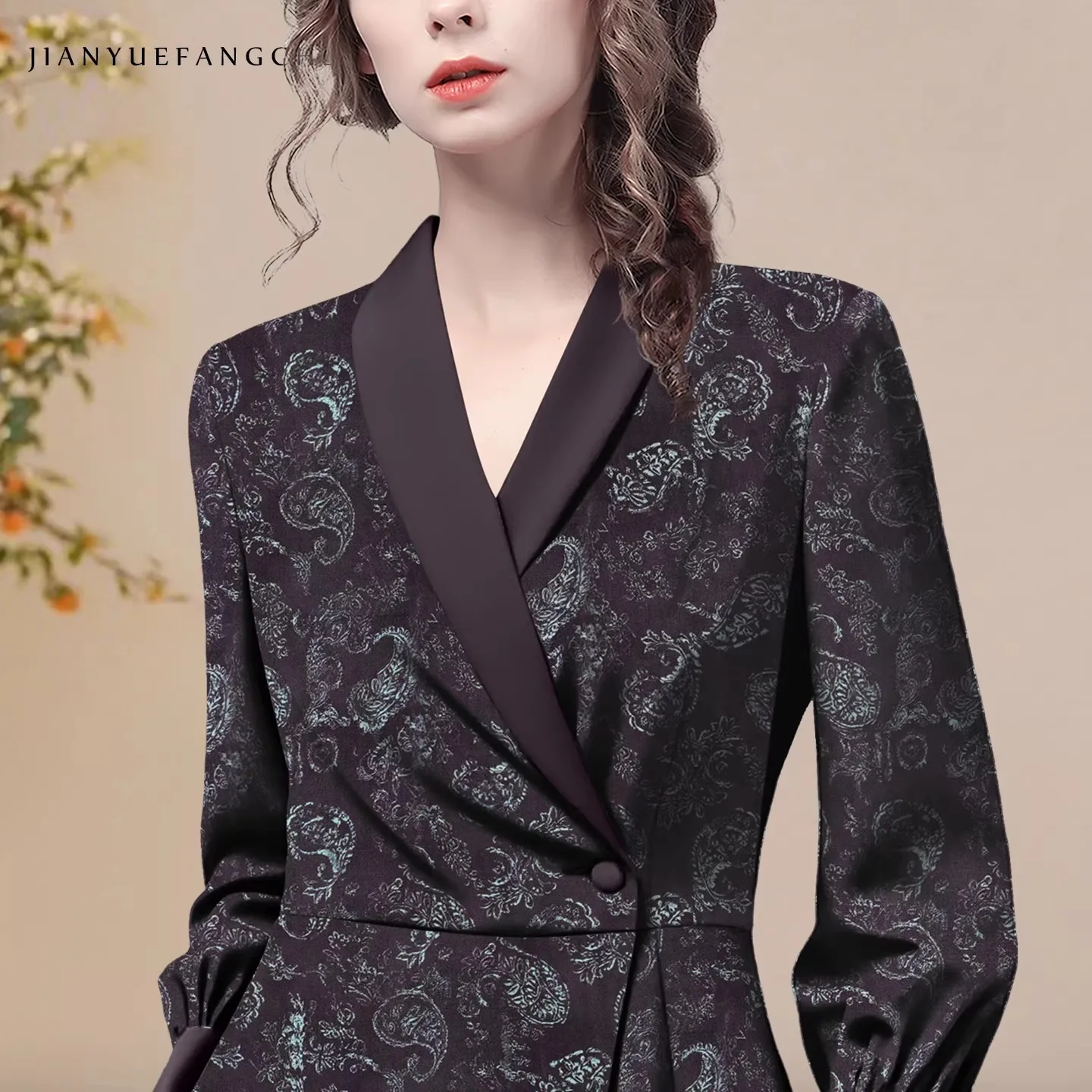 Vintage Style Women' Long Sleeve Shirt All-over Paisley Printed Suit Collar Asymmetrical Single-button Casual Working Top Blouse