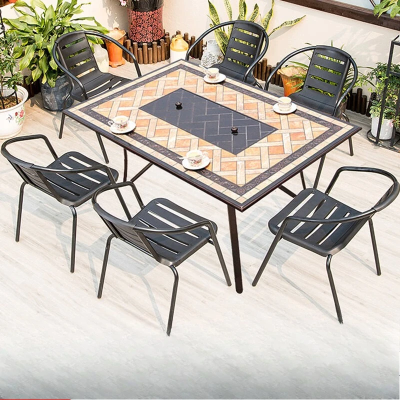 

Outdoor tables and chairs courtyard barbecue household electric grill combination terrace villa garden