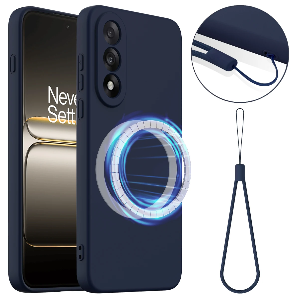 For OnePlus Nord 5 Case Magnetic Soft Liquid Silicone Strap Protective Cover with Microfiber Lining for One Plus Nord5
