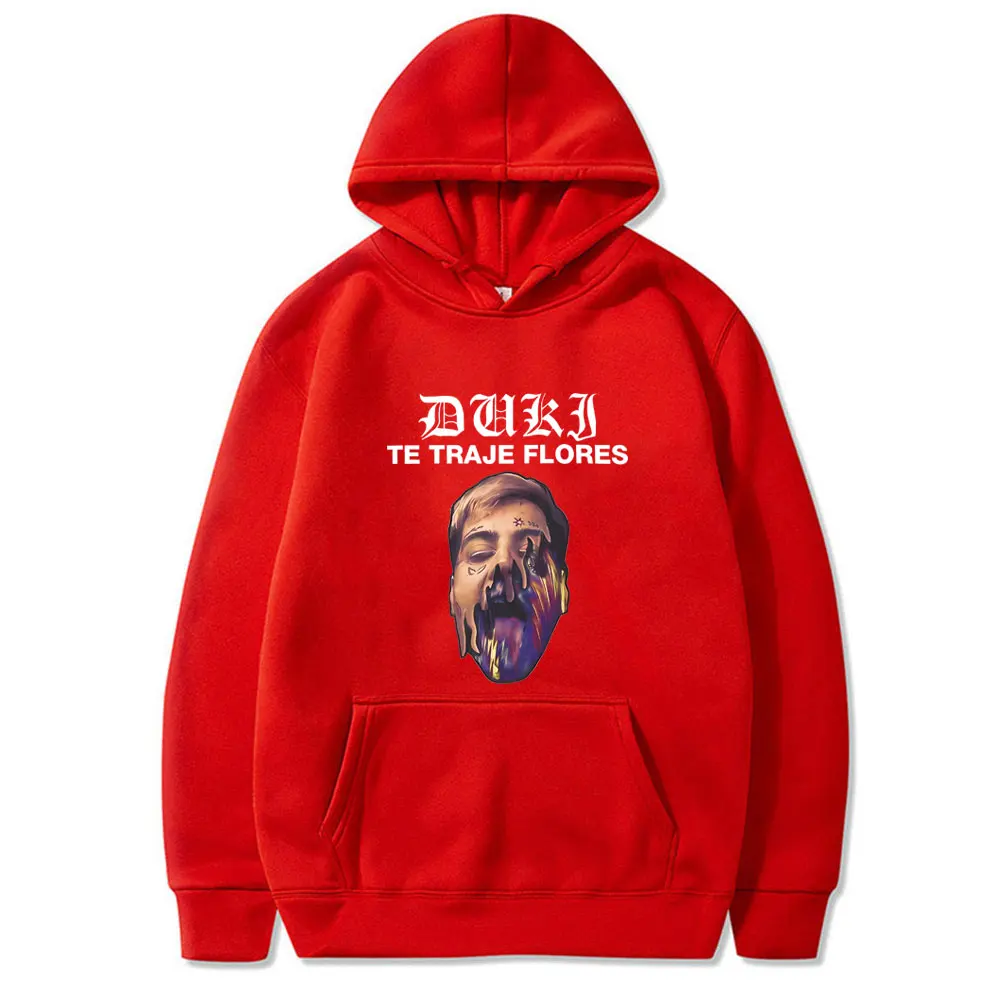 Rapper Duki The Traje Flores Head Graphic Hoodie Men Women Hip Hop Fashion Trap Rap Streetwear Men's Vintage Oversized Hoodies