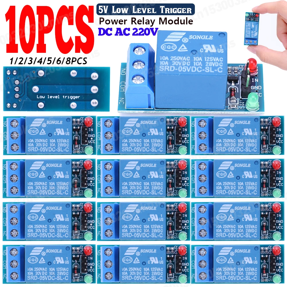 1-10pcs Power Relay Module Board 5V Low Level Trigger Relay Module Shield 1 Channel DC AC 220V For PIC AVR DSP ARM MCU Arduino