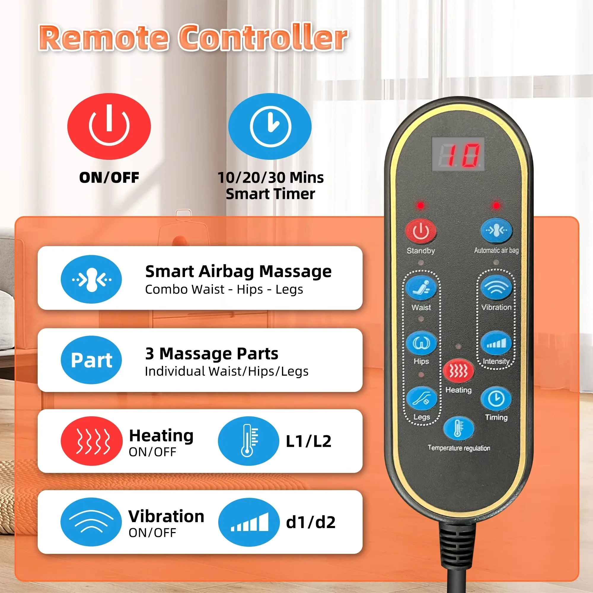 6D Electric Mattress Airbag Traction Stretch Neck Waist Back Full Body Multifunctional Heat Massage Pad Chair with Foot Rest