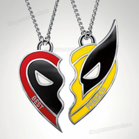 2024 New Movie Deadpool & Wolverine Necklace Marvels Superhero Figure Pendants Love Heart Combination for Best Friends Jewelry