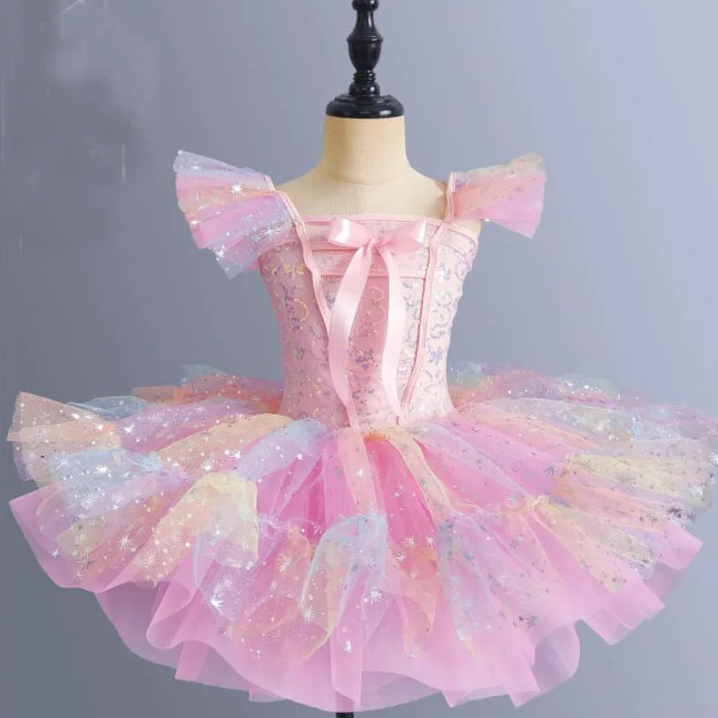 Robe Tutu de Ballet Blanche à Paillettes pour Fille, Tenue de brevJazz, Salle de Bal, 303