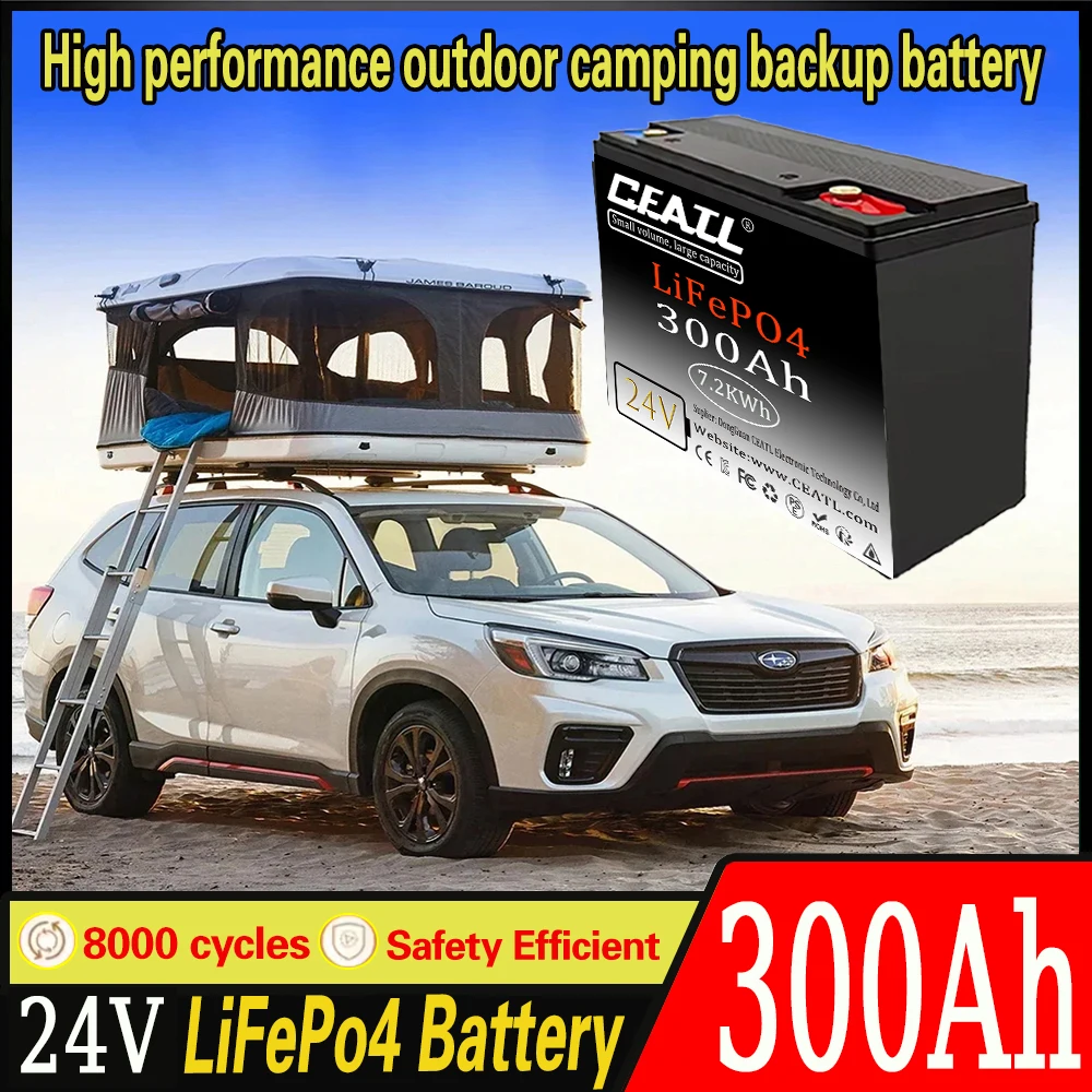 🔥24V LiFePO4 400Ah  Battery Built-in BMS RV Rechargeable Lithium Iron 🔥Phosphate Solar Power System RV House Trolling Motor