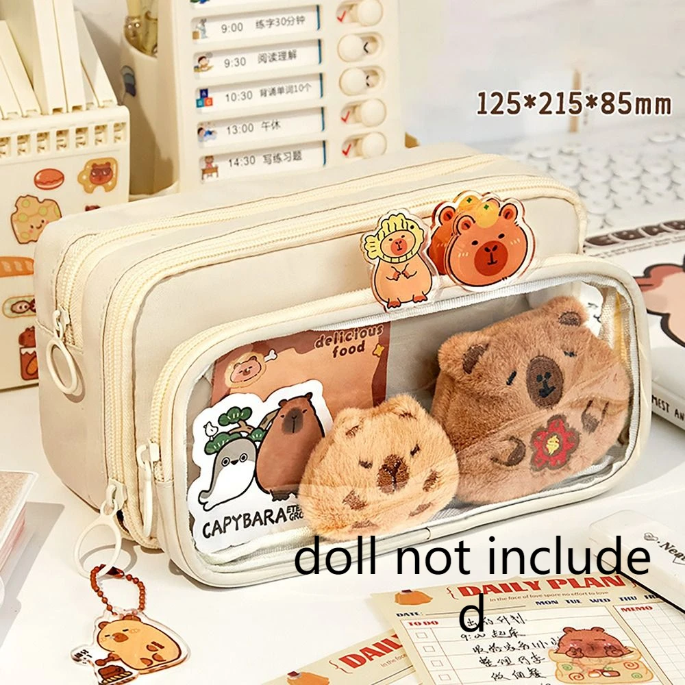 Capybara Pencil Case 10 Layers Multi-functional Pen Bag Large Capacity Detachable Stationery Storage Pouch