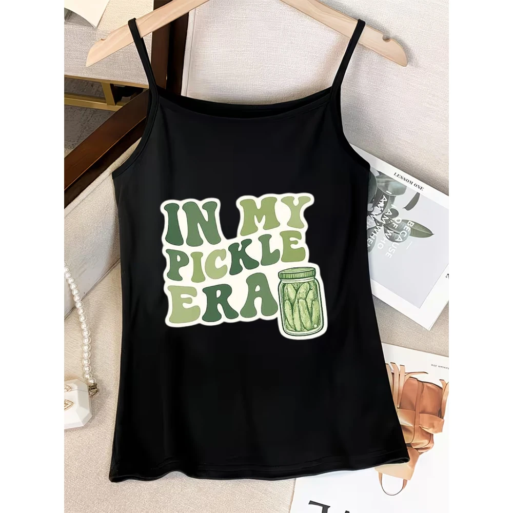 Cute Pickle Jar Graphic Tank Top in My Pickle Era Camisole Casual Summer Sleeveless Beach Holiday Going Out Vest for Women