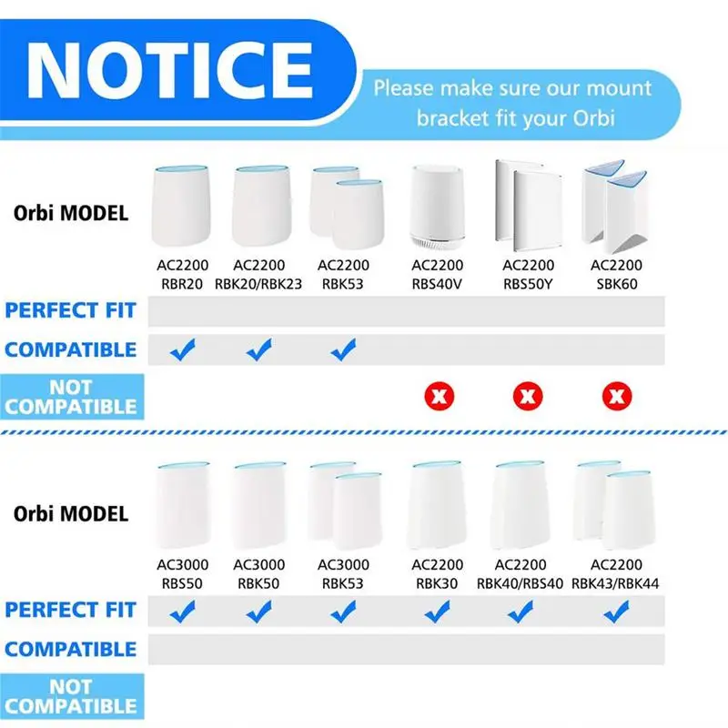 Przezroczysty akrylowy uchwyt ścienny do routera WiFi Netgear Orbi RBS40, RBK40, RBS50, RBK50, AC2200, AC3000, RBK53, RBK43
