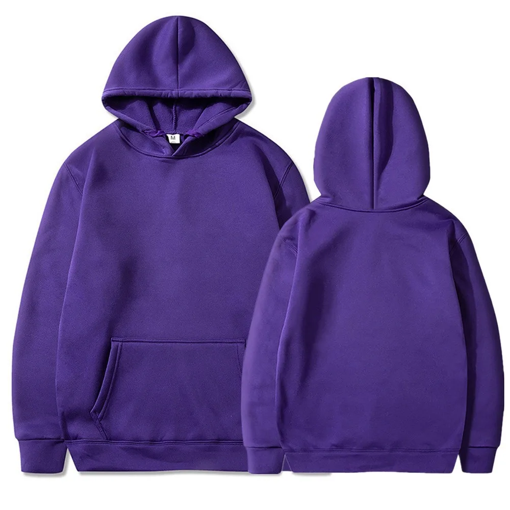 Men's Classic Solid Color Hooded Sweatshirt Fleece Pullover Youth Trendy Fashion Hoodie for Spring and Autumn