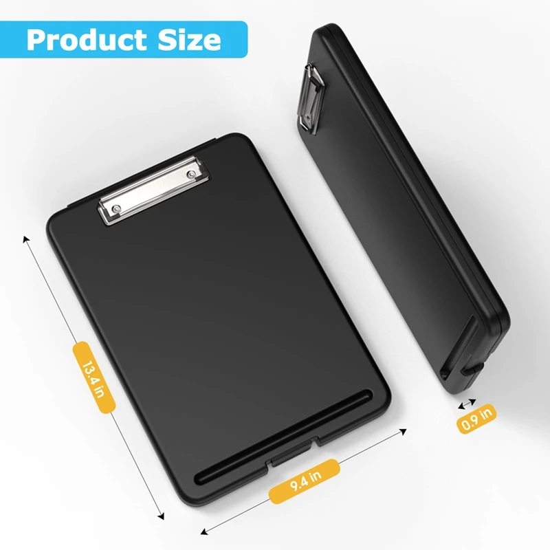 クリップボード ストレージ付き 6個セット、8.5 X 11インチ ストレージクリップボード、ロープロファイルクリップ付き、オフィス学用品用