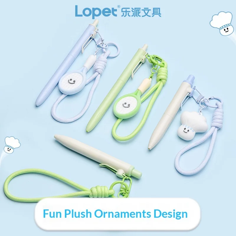 

Lopet плюшевая гелевая ручка с подвесками для женщин и девочек, 0,5 мм, многоразовые быстросохнущие чернильные ручки, уникальный милый брелок, портативные письменные принадлежности