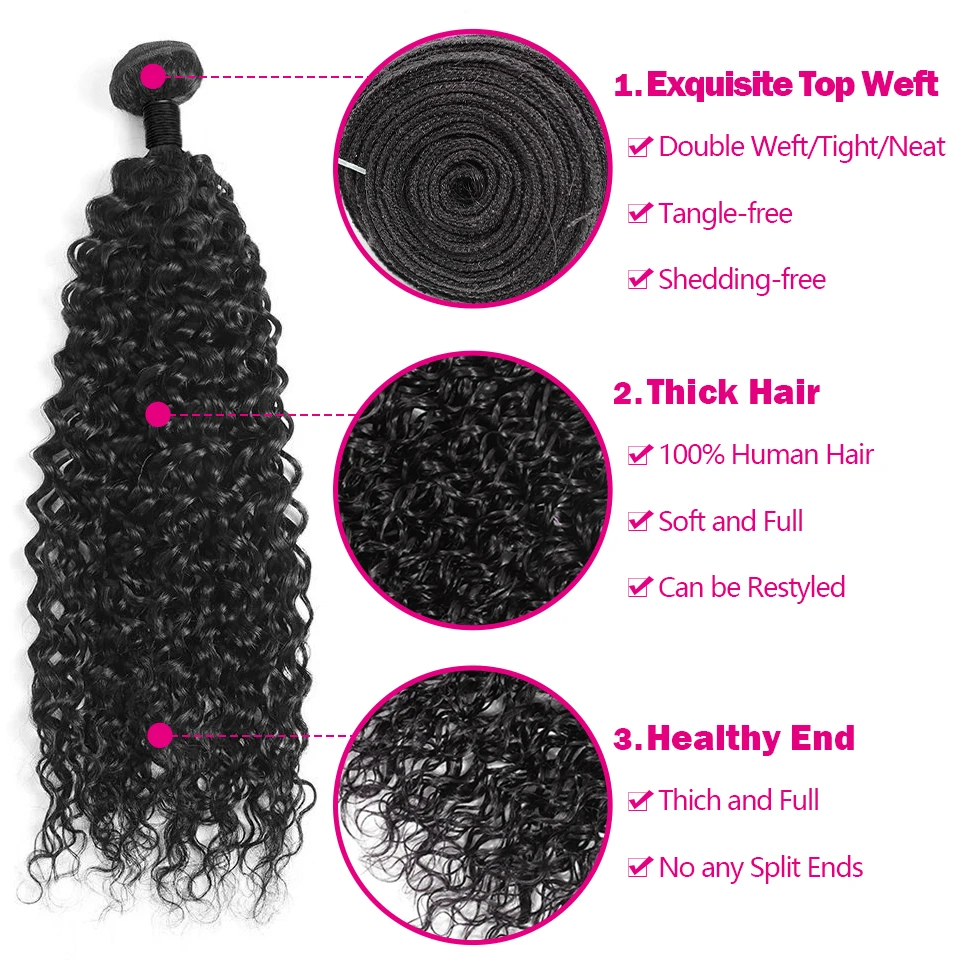 30 32 inch Kinky Curly Human Hair Bundles With 4x4 Lace Closure Top Quality Malaysian Hair Weave Bundles With Lace Closure