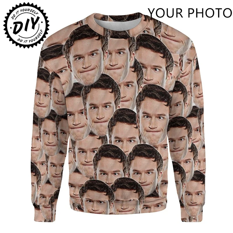 

Custom Your Photo Graphic Sweatshirts Customized Face Pullovers Customized Photos Tracksuit Diy Logo Crewneck Autumn Sweatshirt