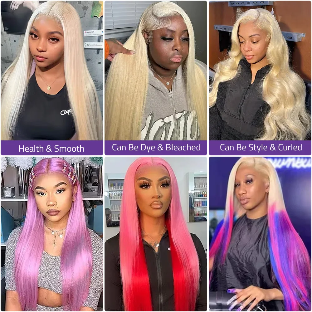 40 46 Inch Blonde 613 Straight Brazilian 13x4 HD Lace Front Human Hair Wig For Women 13x6 Transparent Lace Frontal Wigs Pre Plucked - view 3