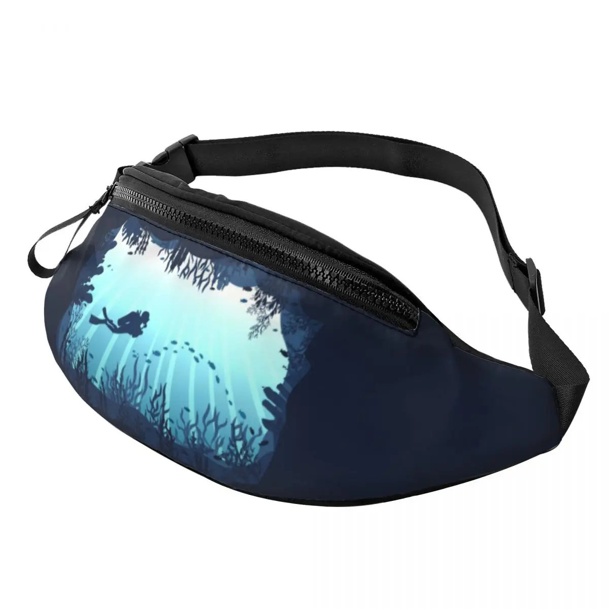 Casual Crossbody Fanny Pack para homens e mulheres, Deep Sea, Caveran Diver, bolsa de cintura para acampar, ciclismo, bolsa de dinheiro para telefone