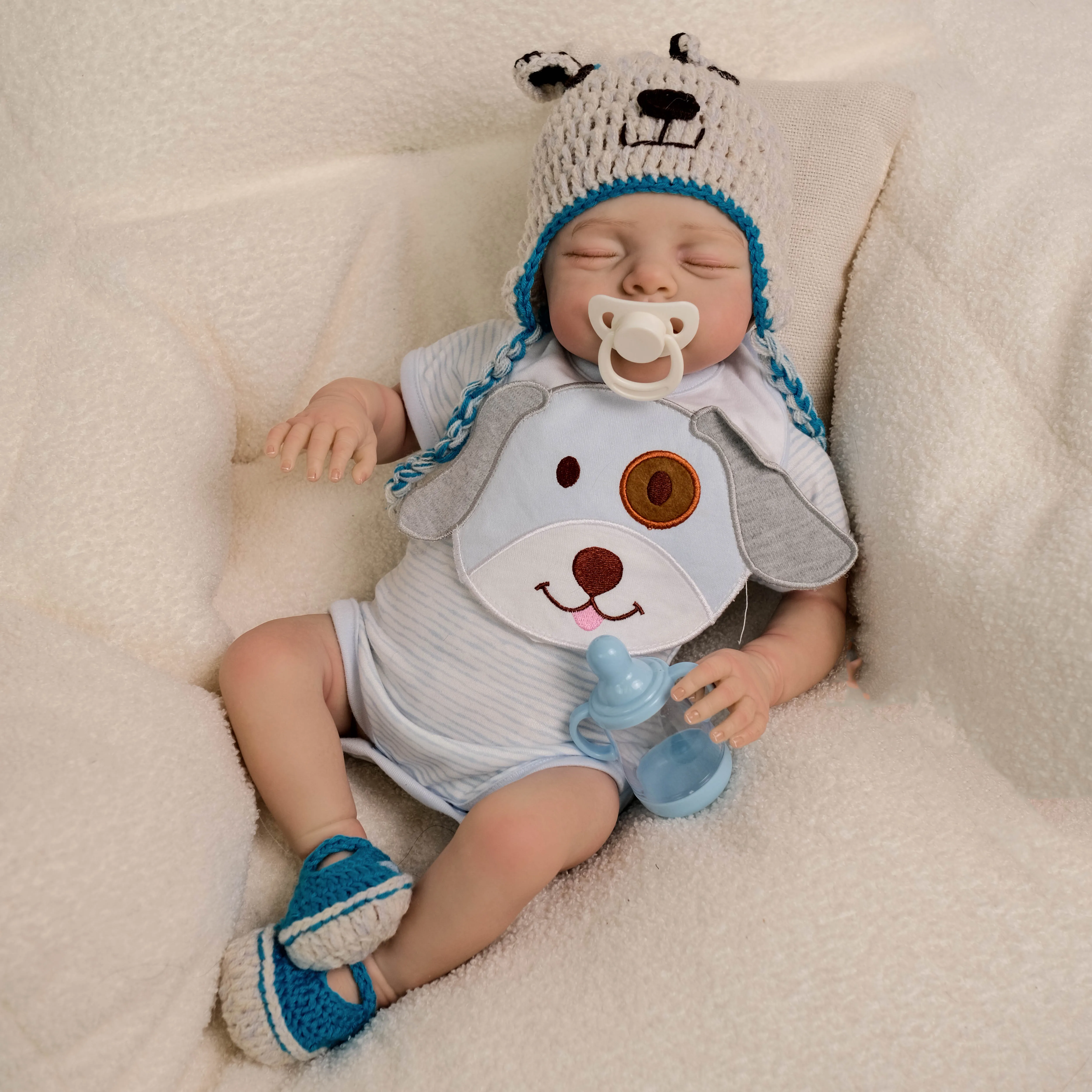 NPK 19 インチ新着人形アイリスリアルなリボーンベビードール柔らかい布ボディ手描き静脈付き