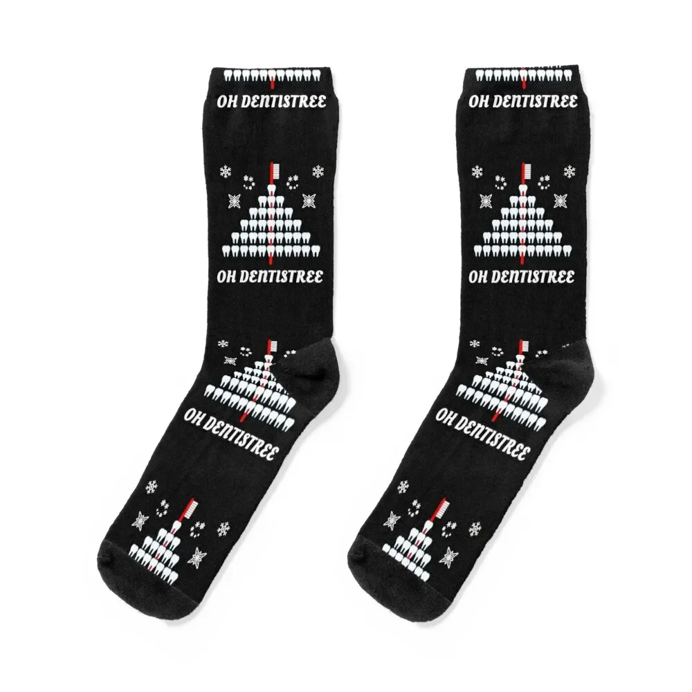 Funny Dentist Christmas Tree OH DENTISTREE Dental Hygienist Socks halloween funny sock Men's Socks Women's