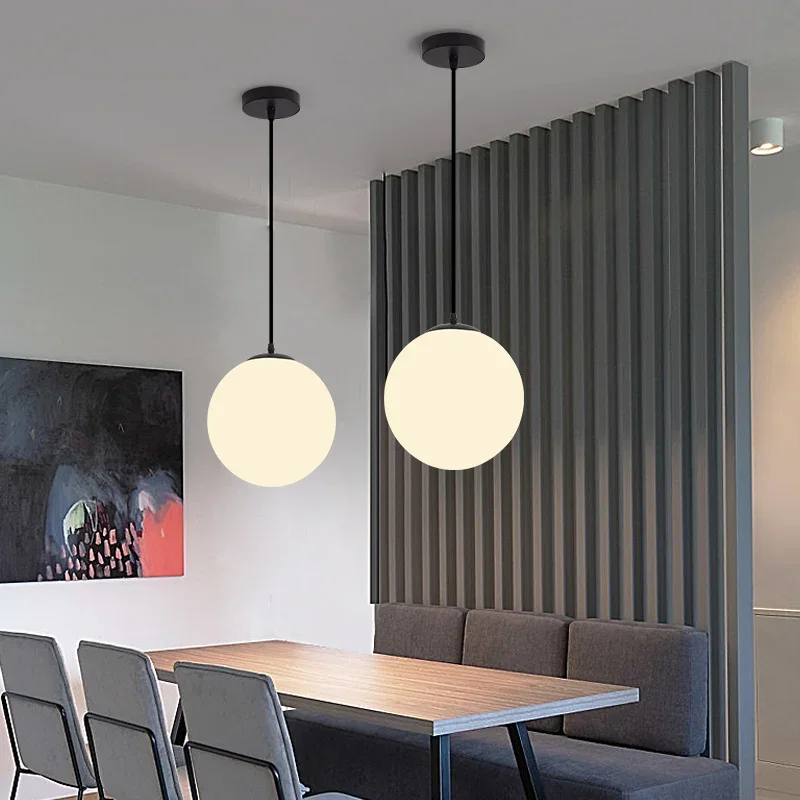 Современный светодиодный стеклянный подвесной светильник, молочный шар, люстры, освещение для спальни, столовой, лестницы, кухни, потолочный подвесной светильник, люстры
