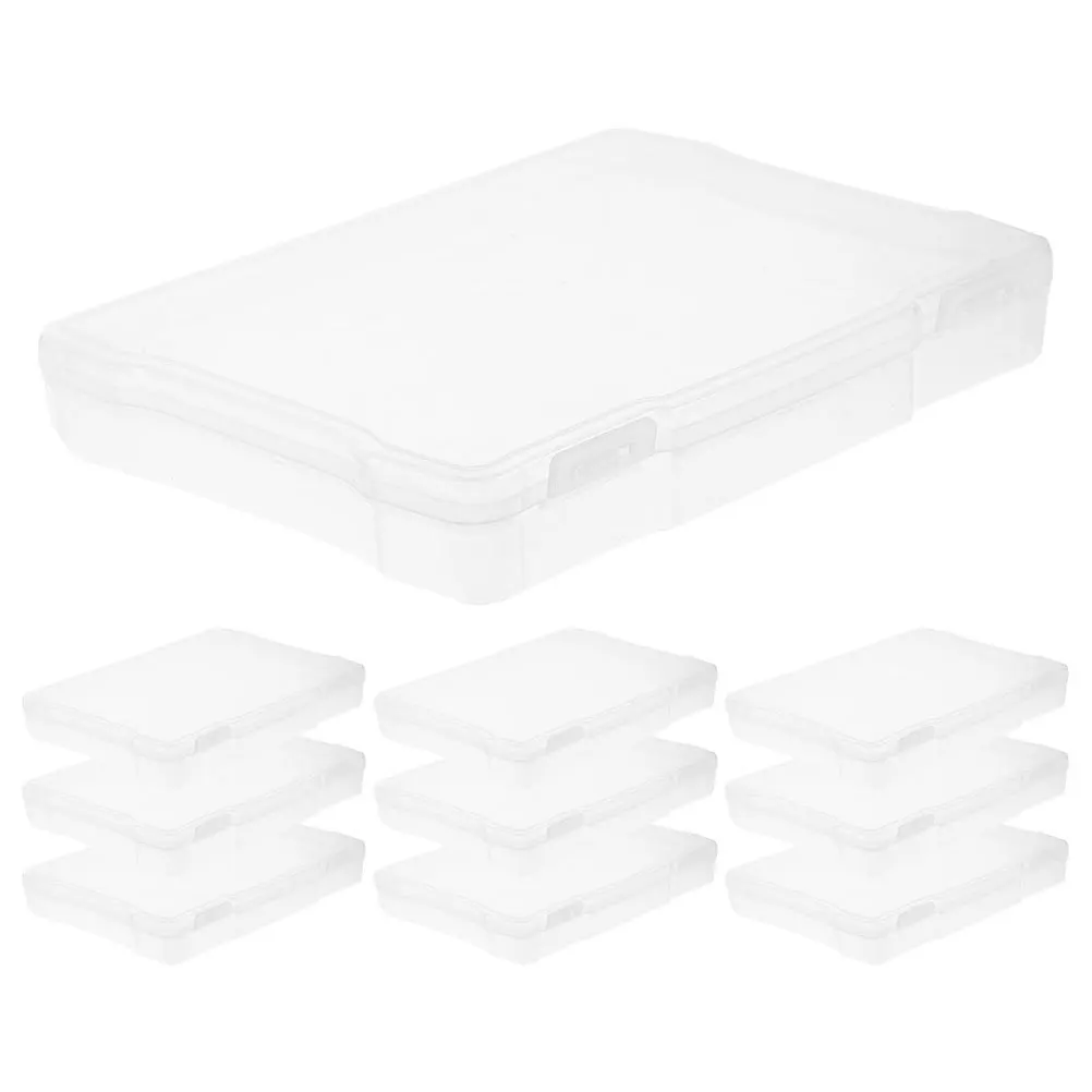 

10Pcs Photo Storage Box 5x7 Portable Plastic Craft Organizer for Pictures Stamps Postcards Small Items Case 5x7 Photo Box