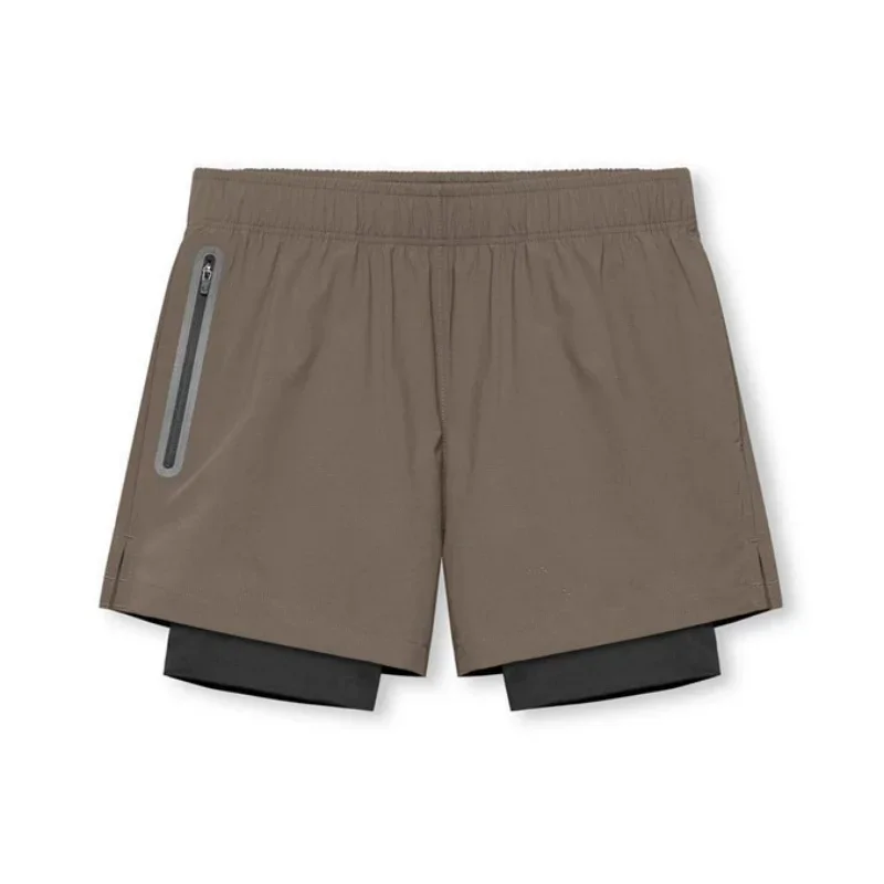 2025 ผู้ชายใหม่ฤดูร้อน Quick-DRY Breathable กางเกงขาสั้นผู้ชาย Double-Deck ฟิตเนสกีฬากางเกงขาสั้นการฝึกอบรมสบายๆกางเกง Sweatpants