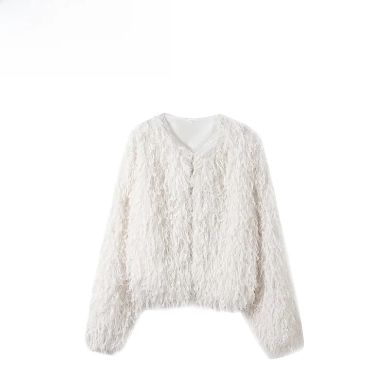 

Faionable ZR Women's Jaet Autumn New Sle Simple Line Outerwear Versatile Ele Quali Polyester Fiber Ladies Coat