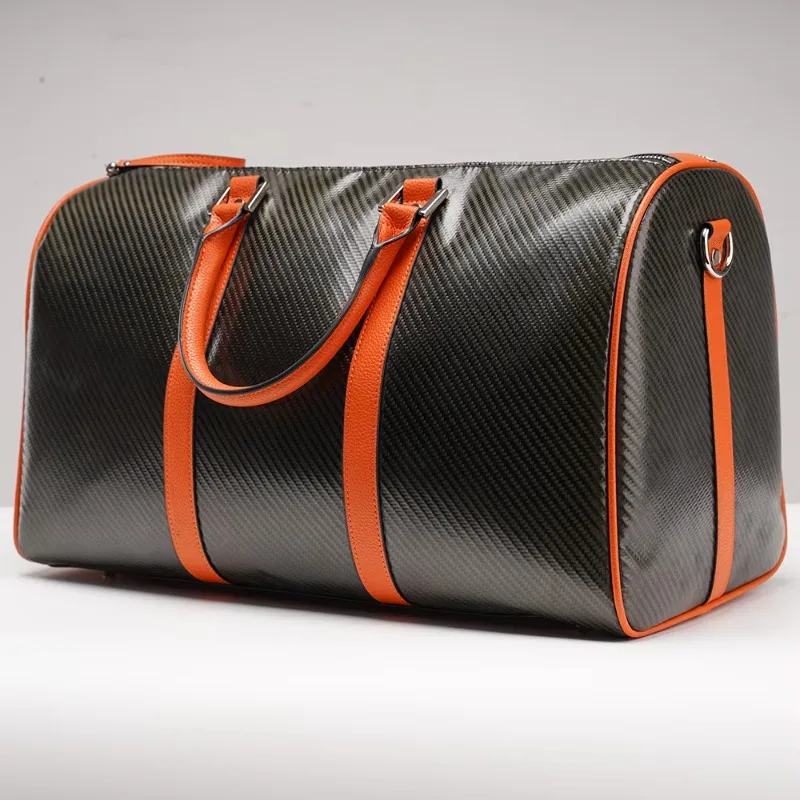Luxury Leather Retro Style Orange Soft Durable Zipper Briefcase High Quality Large Capacity Luggage Fitness Bag Smart Luggage