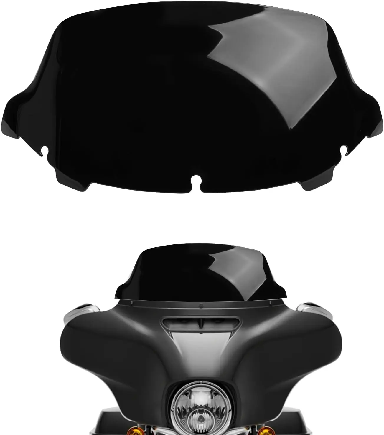 Motorcycle 10" Wave Windshield Windscreen for Touring 2014-2024 Electra Glide Street Glide(Black)